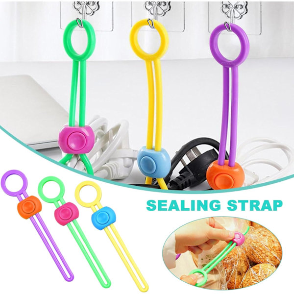 15 stk Matposeforsegler, Plastmatposeklips, Matklips for Snacksposer, Oppbevaringsposer, Ladingkabel