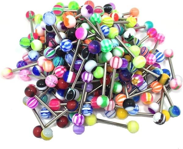 100 Mix Pack  14G Navlepiercinger 100Pcs 14G Tunge Navle Nese Ring Kit