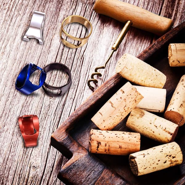 5 stk. Ring Corkscrew i rustfrit stål til øl, farvet finger C