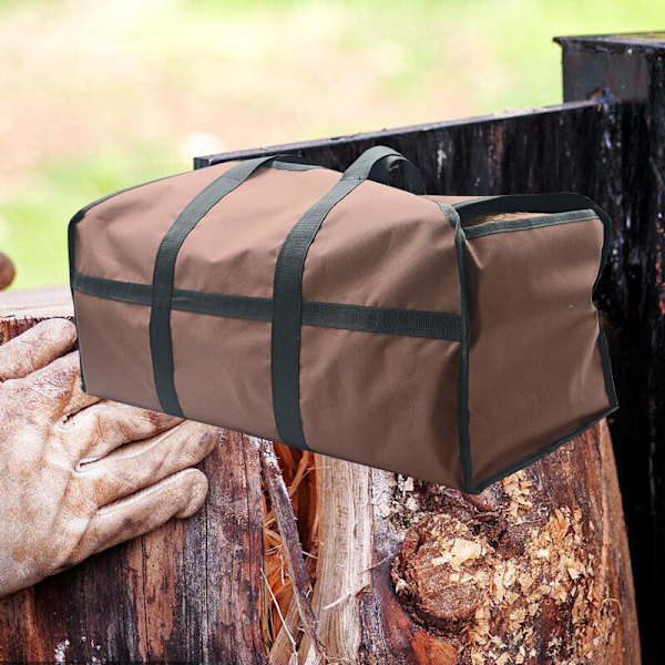 Brændeholder Brændeopbevaringsposer Stor Kapacitet Bærbar Udendørs Camping Holdbar Tote til Bæring af Legetøj-24×12×10inch-Grå