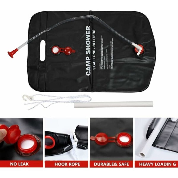 Camping Solar Shower Bag - 20L Solar Shower Camping Hiking Portable Solar Shower Bag