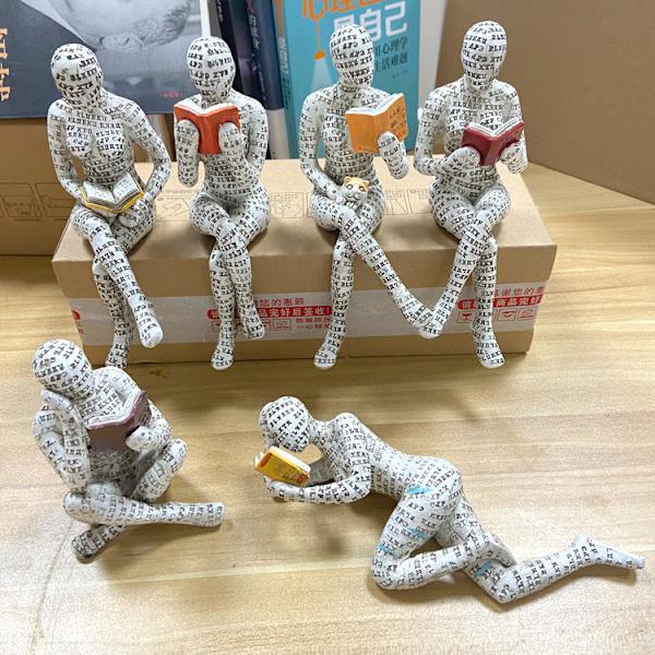 2022 Resin Yoga Pose Lady Reading Girl Figurines Circle Resin Sculpture Ornaments for Home, TV Cabinet, Office, Desktop, Bookshelf Decor-2pack