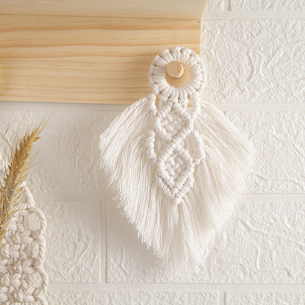 Makramee-ovenkahvan keinu köysi seinävaate koristeellinen värillinen boho-kodin sisustukseen juhlatarvikkeet boho-sisustus vauvakutsuille 17 cm