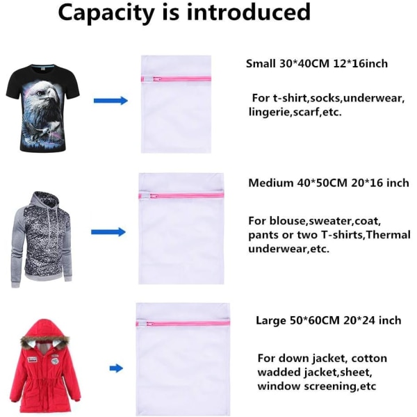 Vaskeri Nettposer for Vaskeri - 5 Pakk (1XL+2L+2M) Gjenbruk, Vaskemaskinpose for Tungt Arbeid for Bluse, Strømper, Undertøy, BH, Lingeri