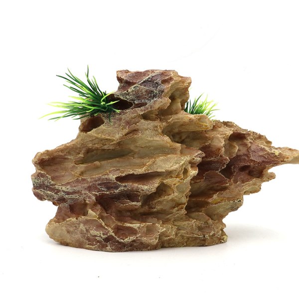 Akvariedekorasjon fjell, harpiks fiskebol gjemmested stein ornament