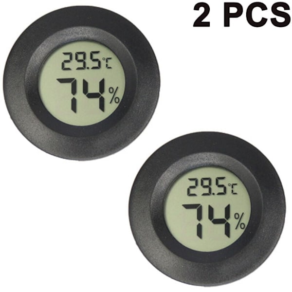 Set med 2 Mini Hygrometer Termometer Digital LCD Monitor Inomhus Utomhus Fuktighetsmätare för Luftfuktare Avfuktare Växthus