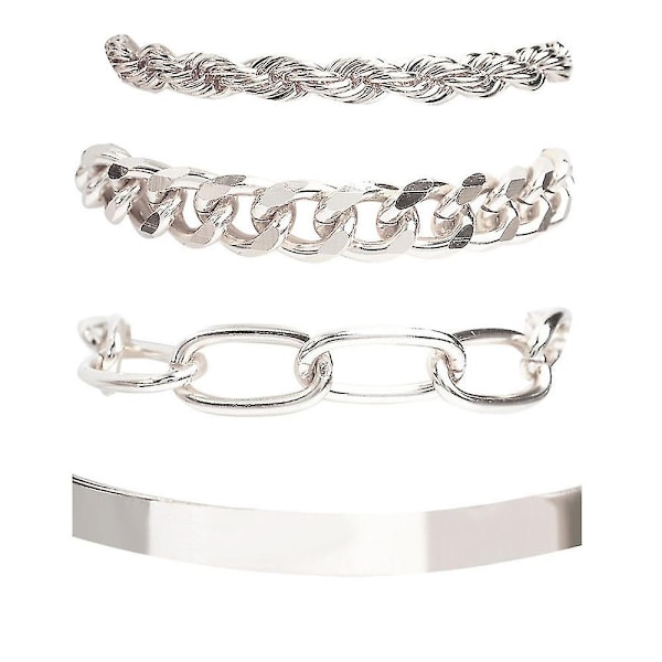 Punk Metal Twisted Chain Bracelet Jewelry Silver