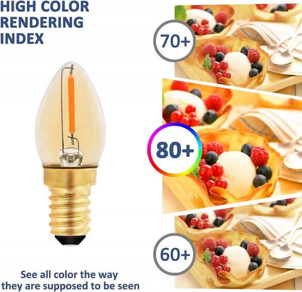 C7 LED-stearinlys pære E14, 0,5w svarende til 5w, ravfarvet LED-glødetrådspære E14 Ca