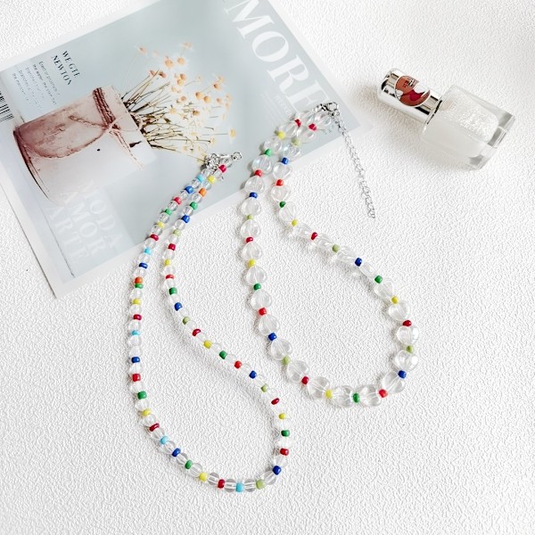 Farvede perler Glas Kærlighed Halskæder Armbånd Piger Farverige Sjov B