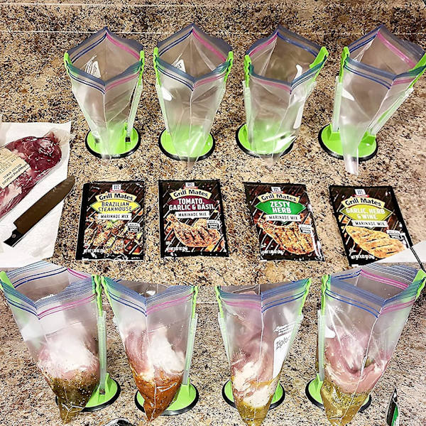 4 stk. Rummelig stativholder til madlavningspose/plastfrysepose/ziplock-poseholder