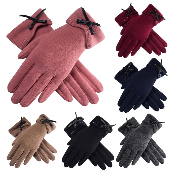 Snow Gloves Full Finger Cover Warm Thermal Bow-knot Decor Screen