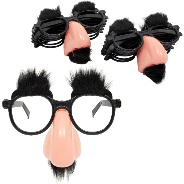 3-pack morsomme nese-forkledningsbriller med bart, bursdagsfest