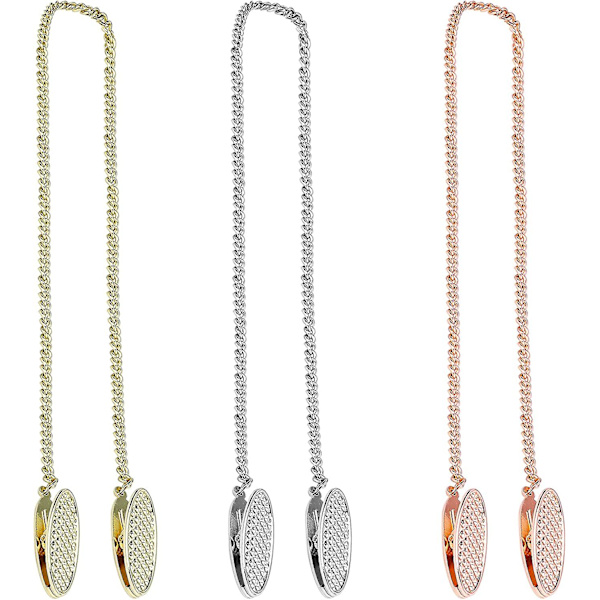 Servettklämmor Bärbar Servettkedja Zinklegering Handduk Förkläde Haklappar Fixeringsklämma För Äldre Vuxna Barn Roséguld, Guld, Silver 3-pack