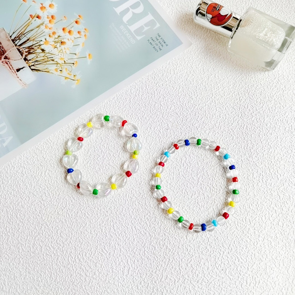 Farvede perler Glas Kærlighed Halskæder Armbånd Piger Farverige Sjov B