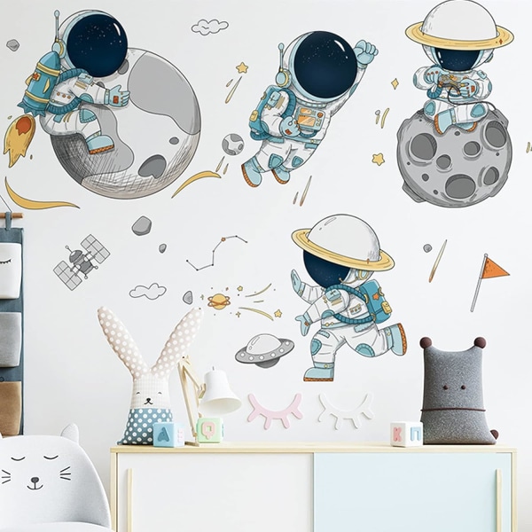 3D Astronaut Wall Stickers Rumværelse Planet Dekaler Dreng Stort Wall Stickers Børn