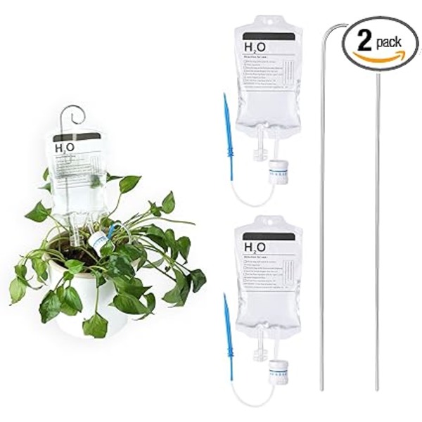 2 stk. plantelivssupport, plantevandingssystem med metaldyvelvanding D