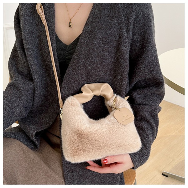 Plissert kvinneveske underarm retro casual damer khaki