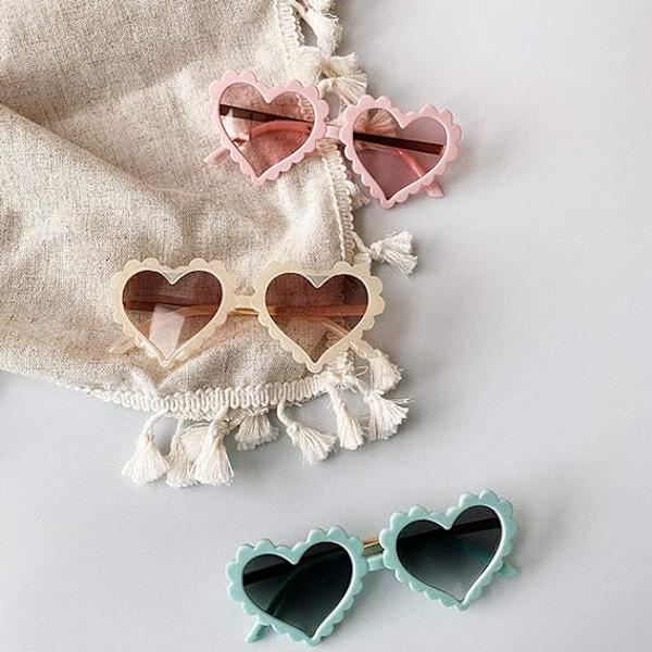 Hjärtformade UV-skyddande solglasögon för småbarn, babyflicka, pojke, glasögon för fotografering, fest, strand, utomhus, 1-8T, rosa