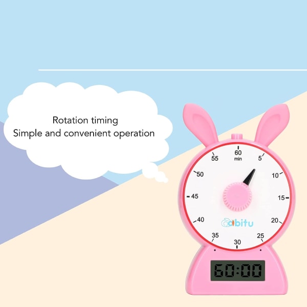 Visuel timer, køkkentimer, tidshåndteringsnedtællingstimer til børn, søde visuelle timere til børn, multifunktionel visuel timer (lyserød)