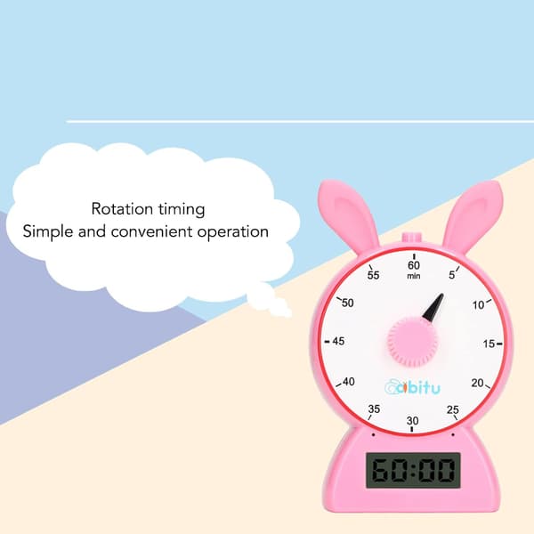 Visuell timer, kökstimer, tidshantering nedräkningstimer för barn, söta visuella timers för barn, mångsidig visuell timer (rosa)