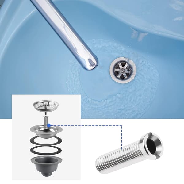 2 stk. Køkkenvask Si Strainer Skrue Affaldssi Strainer Gevindskrueforbindelse M12×45mm Vaskboltskruer til Vask Si Stop