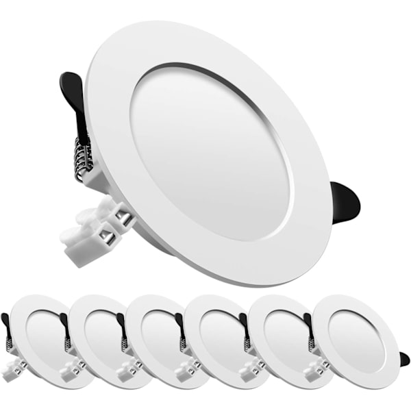 LED-upotettu valonheitin, erittäin litteä, 5W6000K upotettu pyöreä litteä kattovalaisin, viileä valkoinen, kylpyhuoneeseen, olohuoneeseen, 6 kpl