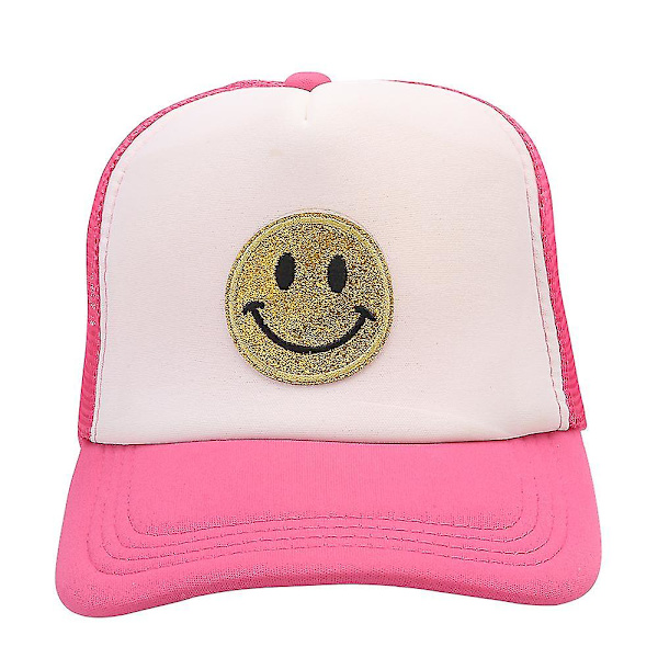 Baseball-lippis Smiley, keltainen unisex-kimalteleva hymiöpainatus kirjailtu hattu