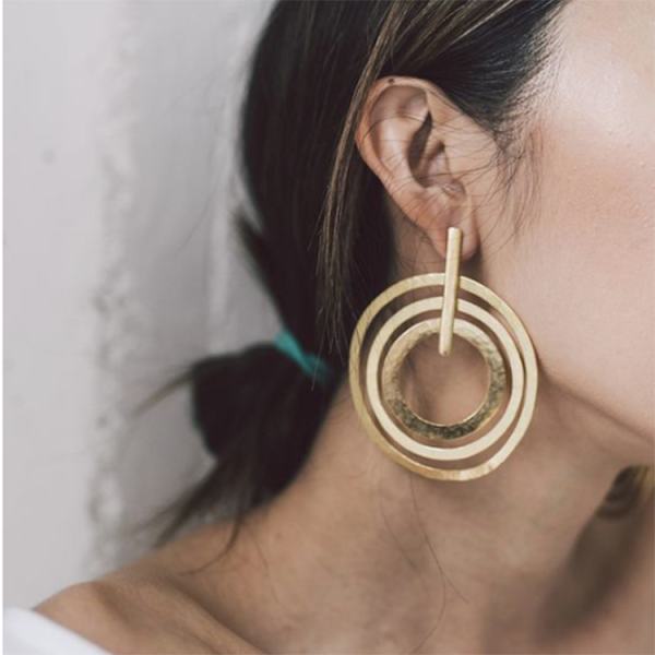 Store cirkelformede hoops multi loop guld sølv matt geometriske øreringe kvinder smykker