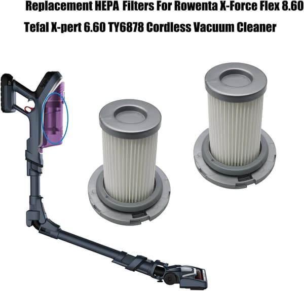 2 kpl HEPA-suodatinta Rowenta X-Force Flex 8.60 C -imuriin