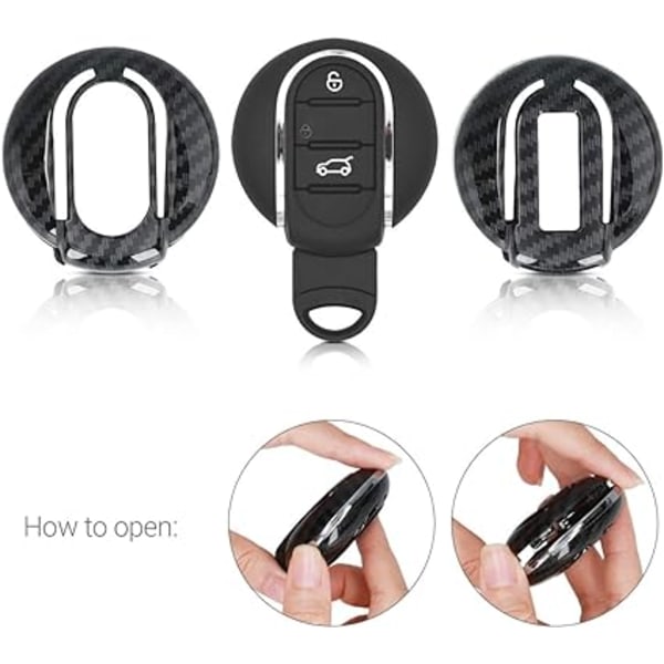 Bilnøkkeltilbehør Kompatibelt med Mini Smart Key 3 Knapper - Karbon Svart