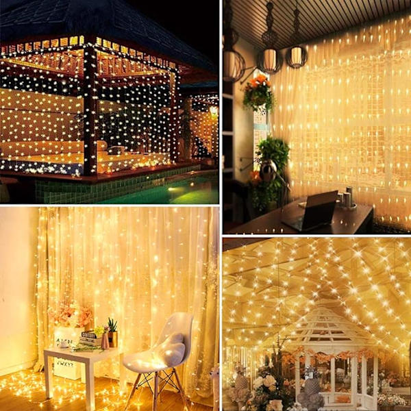 Valoisa valoketju, 3M 300 LED-valoverho, 8 valaistusmoodia sisä- ja ulkokäyttöön