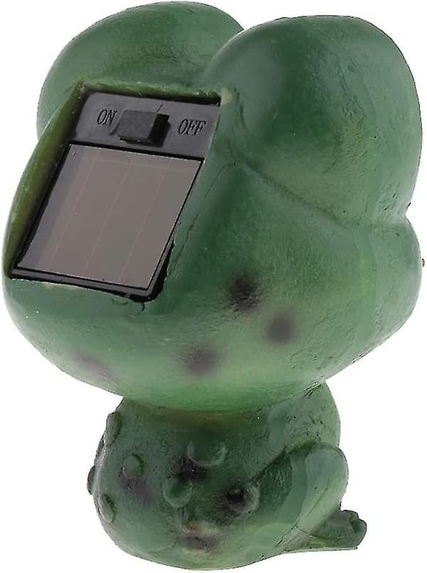 2 st Resin Grön Grodstaty, Solcellsbelysning Utomhus LED-ögon An