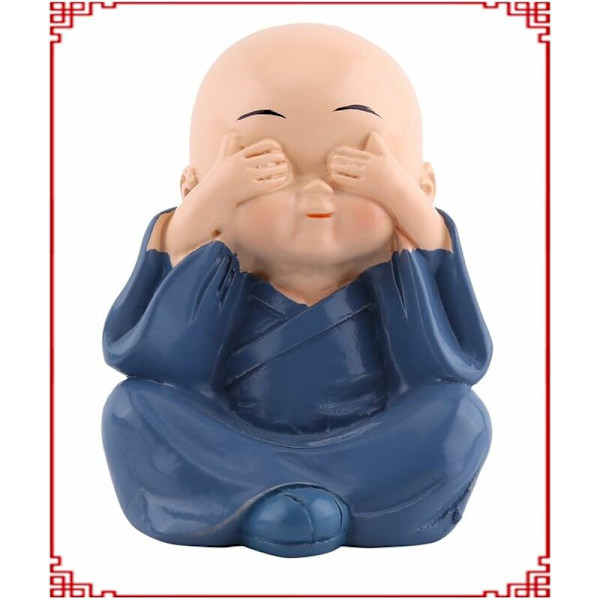 4 stk Buddha-statue - Mini Monk Buddha Resin Figurine for Home Gar