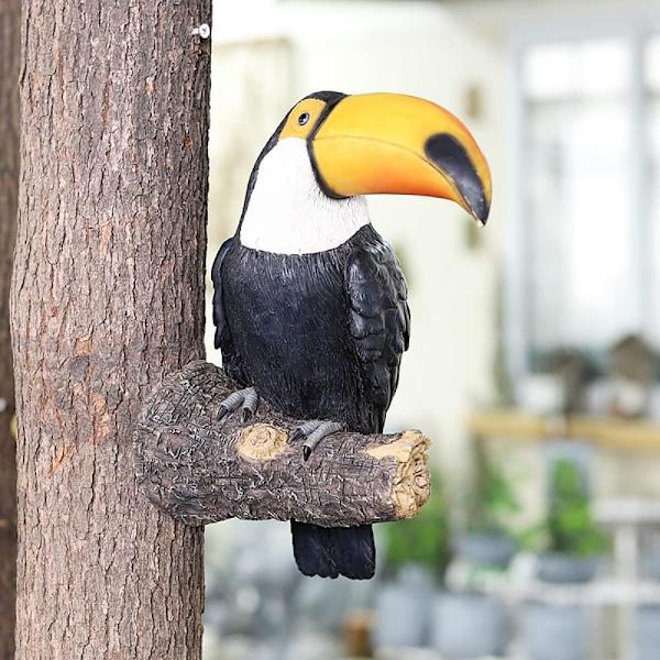 Toucan-puutarhapuun koriste hartsista, kevään ulkokoristeet, simulaatioveistos puun riipus, syksyn puutarhataiteen maisemakoriste terassille, pihalle, nurmikolle ja seinälle