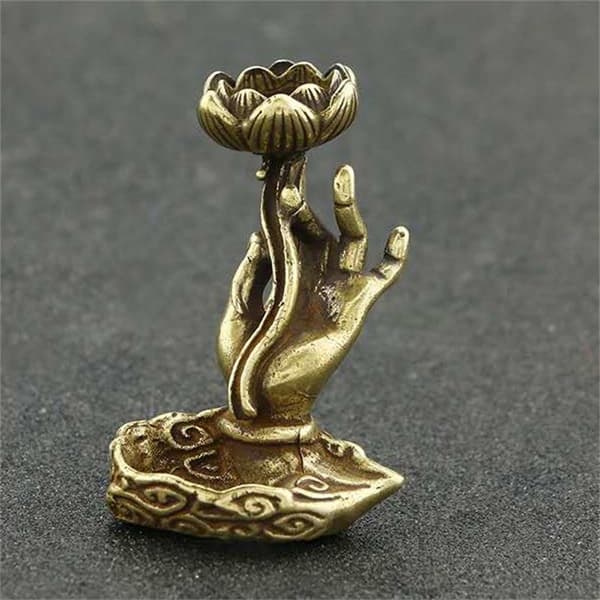 Kobber Retro Røkelsebrenner Buddha Håndform Hjemme Ornament
