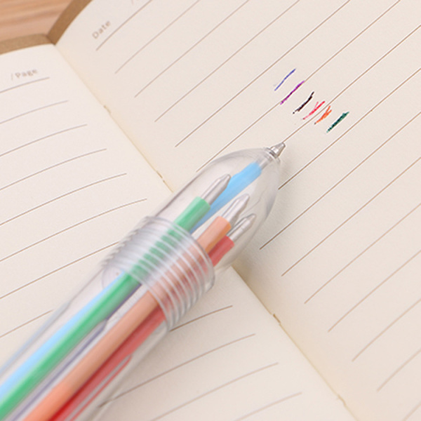 Multifarvet Pen Set - Klikbar Kuglepen med 6 Farver - Regnbue