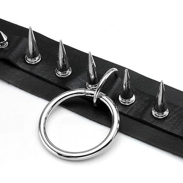 Cool Punk Gothic Halsband för Kvinnor och Män Svart PU Läder Vingate Halsband Justerbar