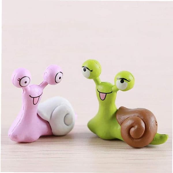 5 stk. miniature sneglefigur fehave dukkehuspynt Bo