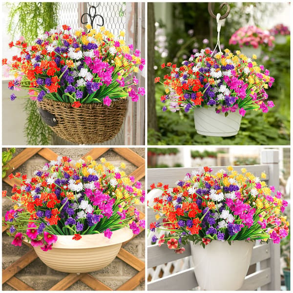10 stk kunstige utendørsblomster, blomsterdekorasjon