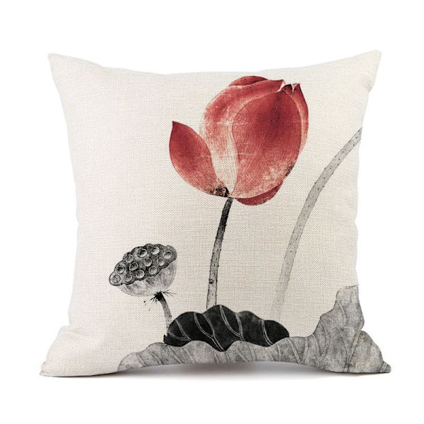 Set med 7 stk putetrekk 45 x 45 cm dekorativ lotusmønster putetrekk bil sofa hjemmedekor for moderne hjemmedekor