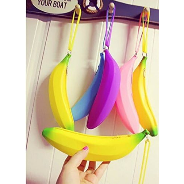 3 st simulerad banan pennfodral nyckelring tredimensionell dragkedja