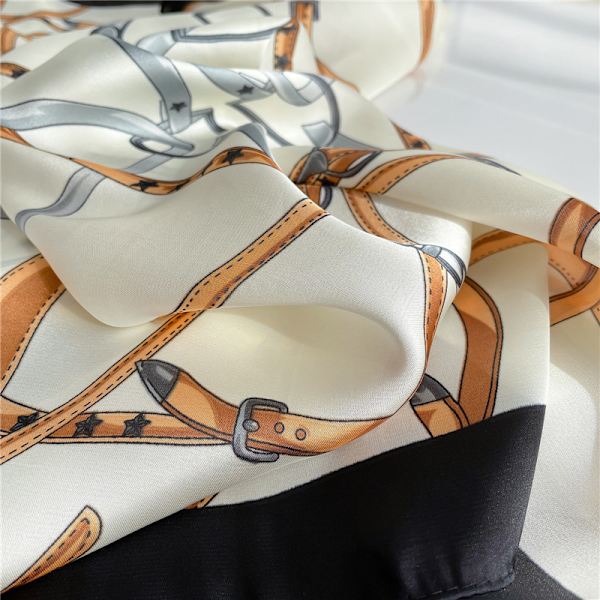 Sidenkänsla Scarf Medium Square Satin Huvudduk för Kvinnor