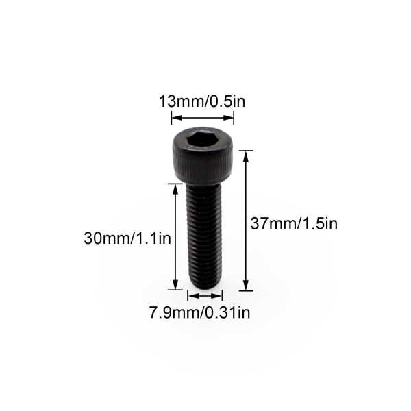 M8 Bolt, 10 stk. M8 Skrue, Sort Rustfrit Stålskrue, M8 x 30 mm Carbo