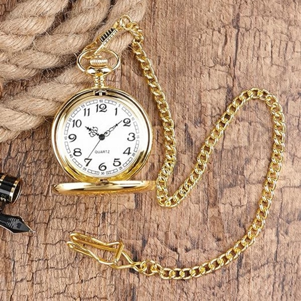 Vintage kvarts watch med kort kedja för män, kvinnor - fet