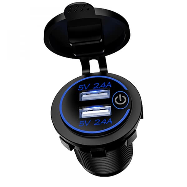 Dobbel 4.8a USB-billader for biluttak, vanntett strømbillader for biluttak