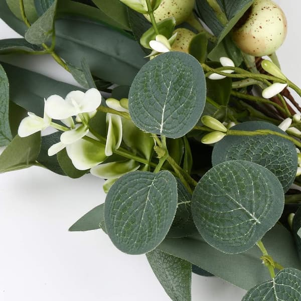 Vihreä eukalyptusseppele, keinotekoinen eukalyptuslehtiseppele isoilla marjoilla