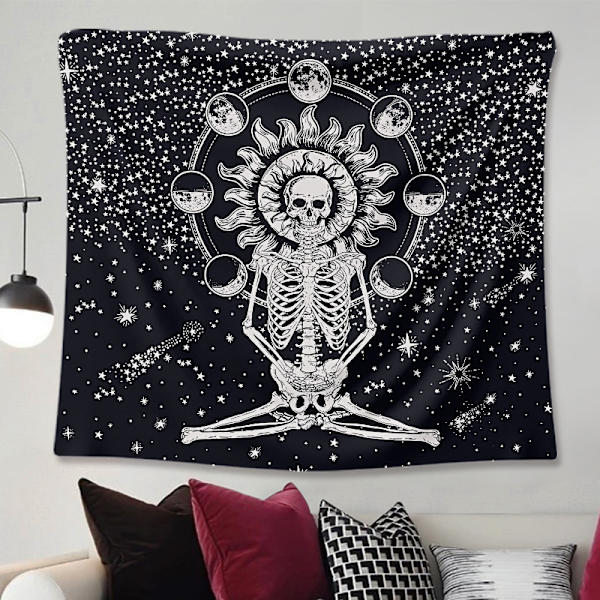 100*150CM Kalloseinävaate Meditaatio Luuranko Verhot Kuu