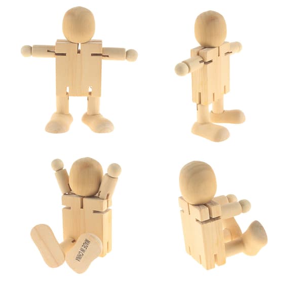 Uferdig tre-robotfigur for håndverk