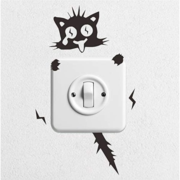 Shocked Kitty Electric Cat Cartoon Switch Stickers, Hot Kids Home