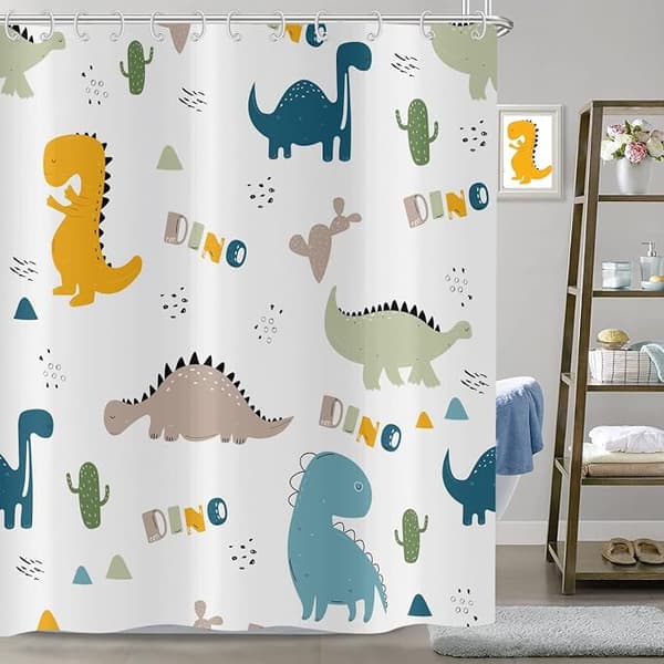 1 st söt dinosauriemönster polyester tyg duschdraperi, 180 x 1